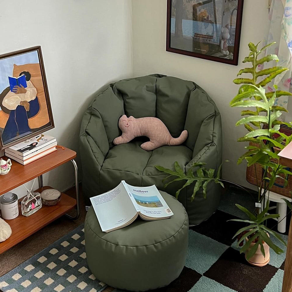 유즈 펄쉘 1인용 빈백 소파 스툴 발쿠션 세트 (모데즈 빈백 어덜트)