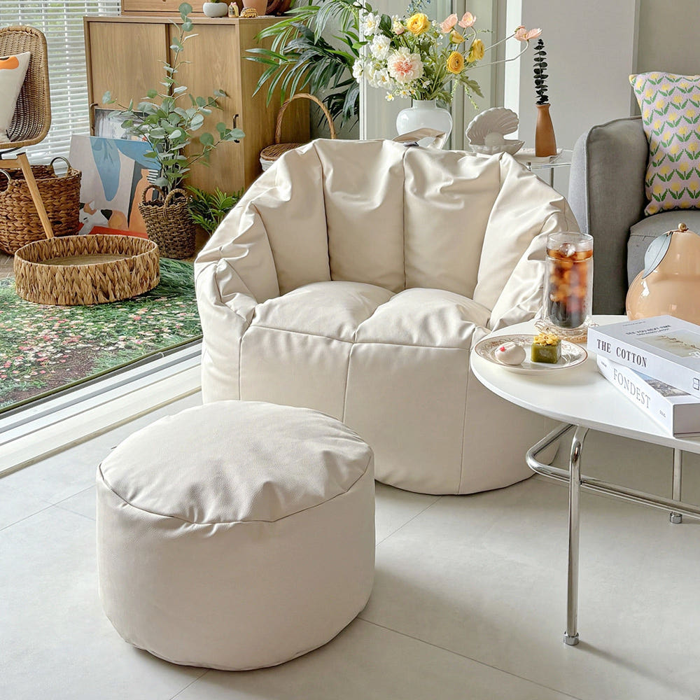 유즈 펄쉘 1인용 빈백 소파 스툴 발쿠션 세트 (모데즈 빈백 어덜트)