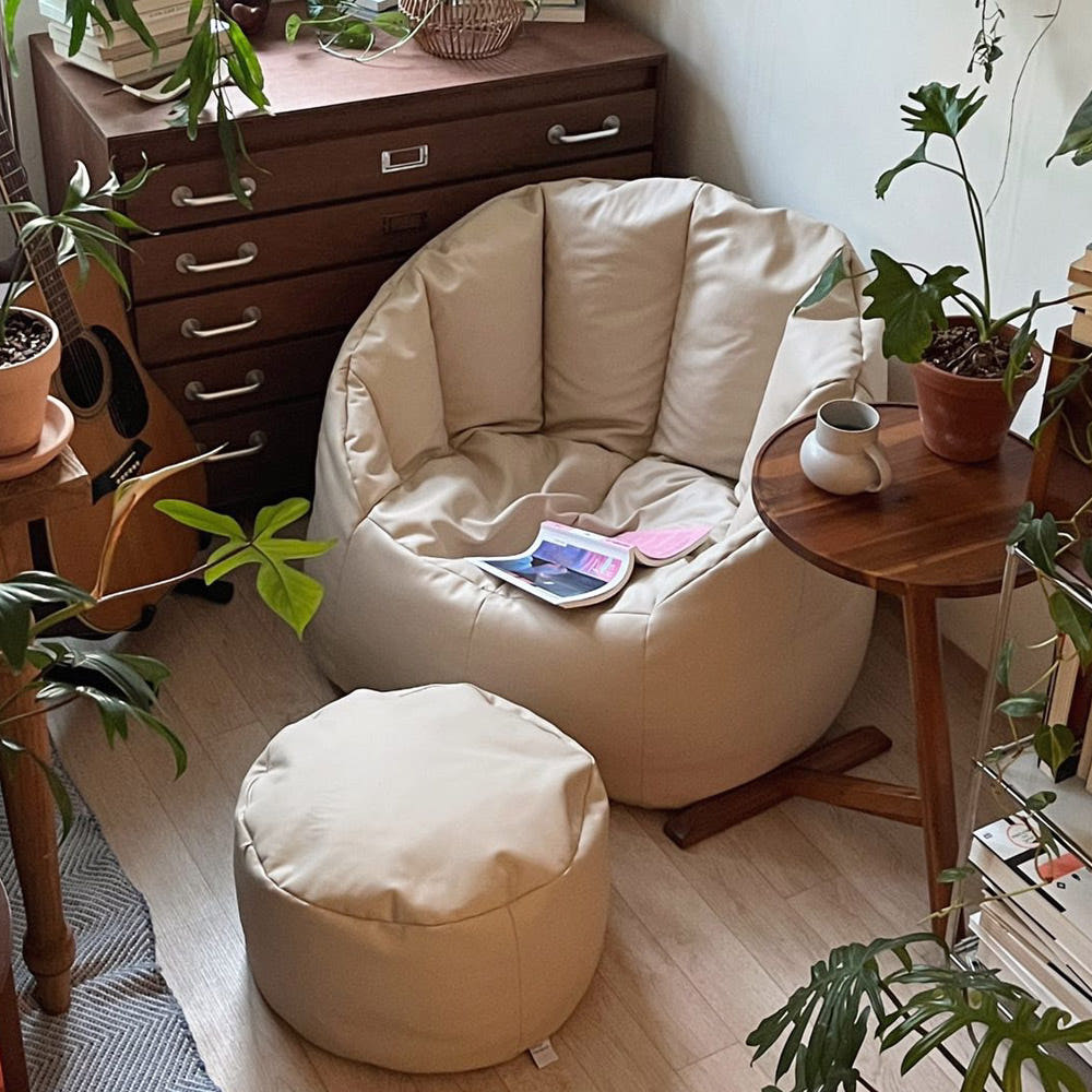 유즈 펄쉘 1인용 빈백 소파 스툴 발쿠션 세트 (모데즈 빈백 어덜트)