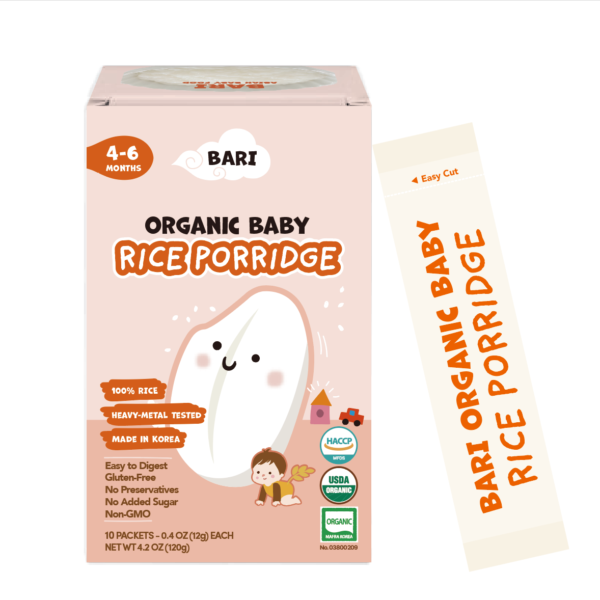 BARI Organic Rice Porridge - Full Package (쌀가루 10박스 + Gift 티백 6봉)