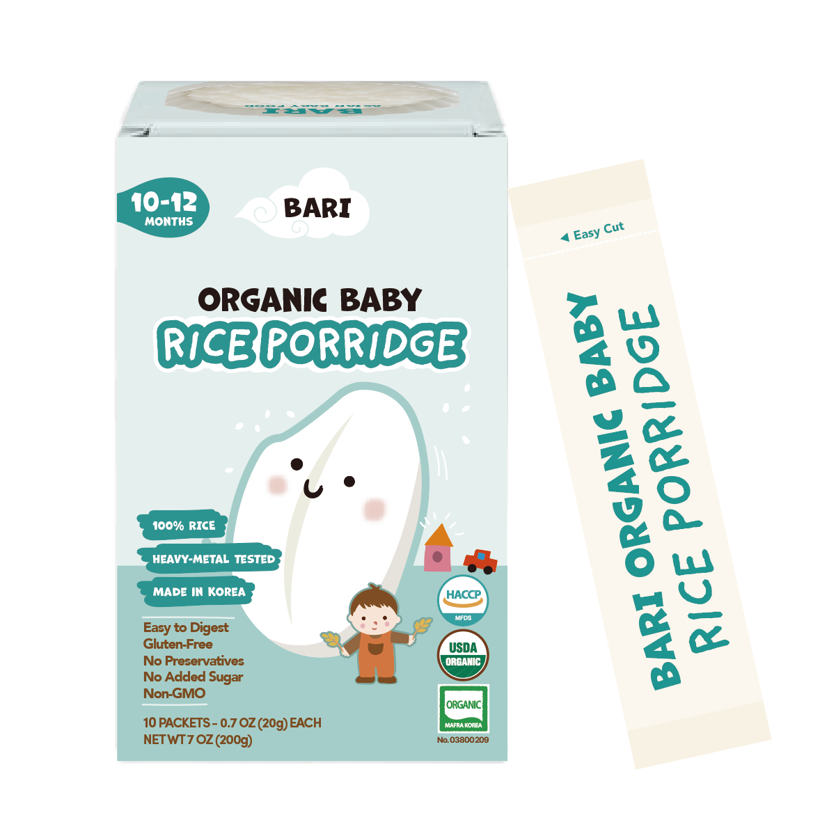 BARI Organic Rice Porridge - Full Package (쌀가루 10박스 + Gift 티백 6봉)