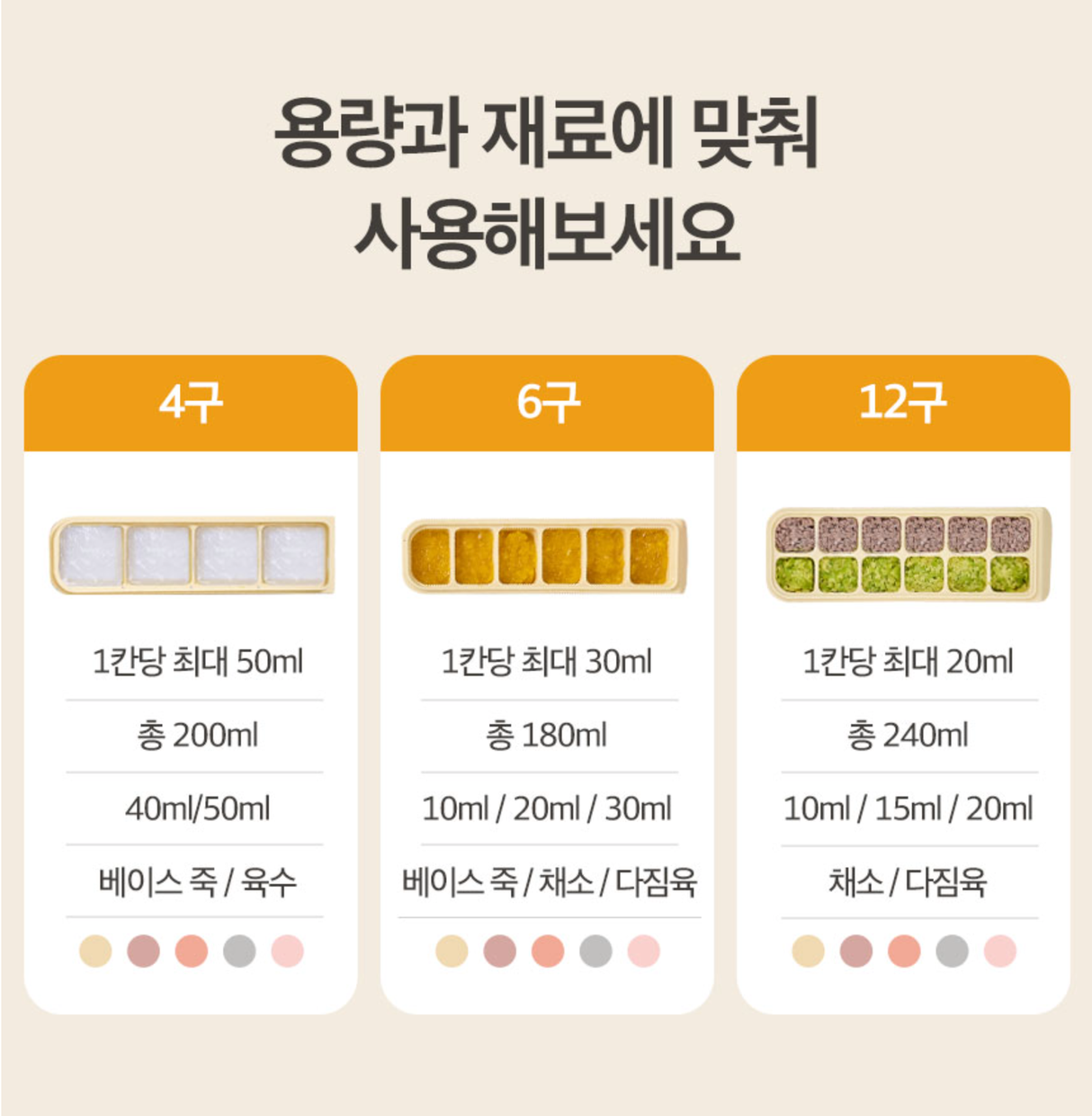 퍼기 이중밀폐 이유식큐브 1P (4구/6구/12구)
