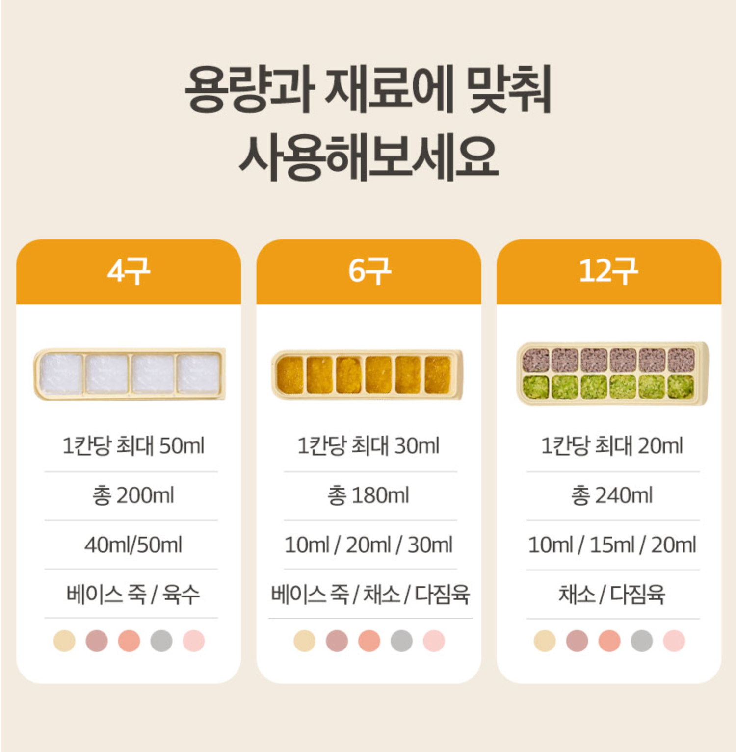 퍼기 이중밀폐 이유식큐브 1P (4구/6구/12구)