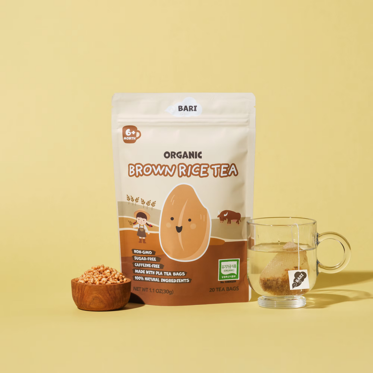 BARI Organic Rice Porridge - Full Package (쌀가루 10박스 + Gift 티백 6봉)