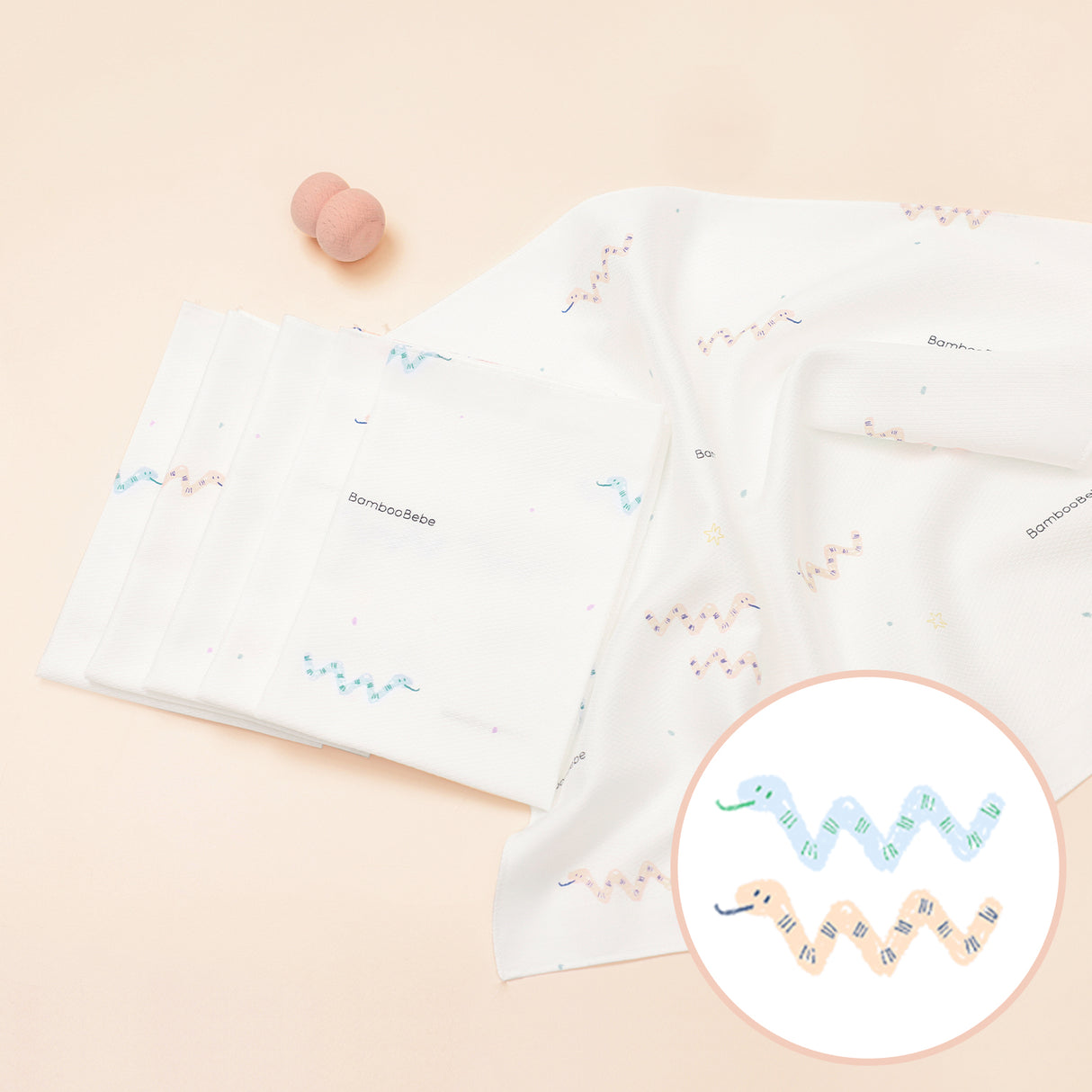 밤부베베 시그니처 엠보 손수건 유쾌한 배얌이 (6장)