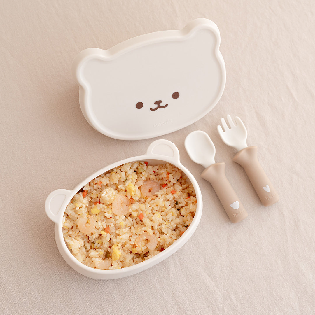 [비비엔다x블루마마] 곰 플레이트&뚜껑 하트꼼 에디션